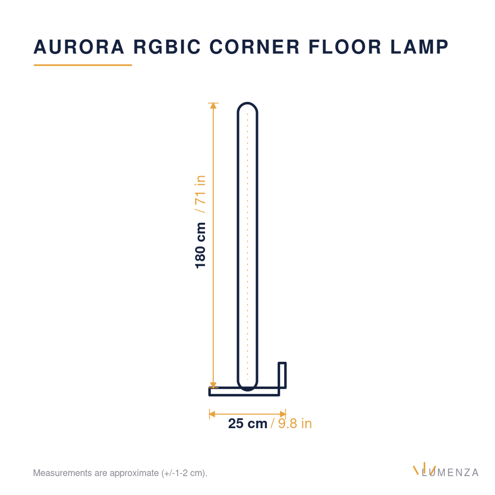 Aurora RGBIC Corner Floor Lamp — dimensions 180cm