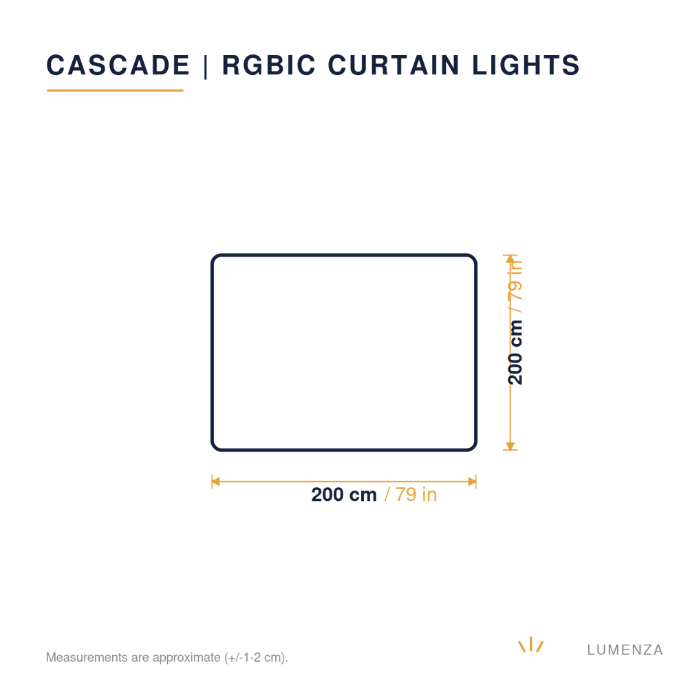 Cascade | Smart RGBIC Curtain Lights — dimensions 2 × 2 m