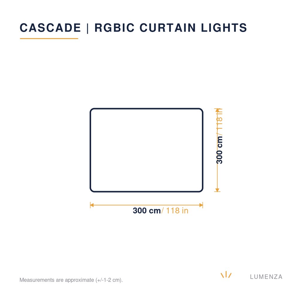 Cascade | Smart RGBIC Curtain Lights — dimensions 3 × 3 m
