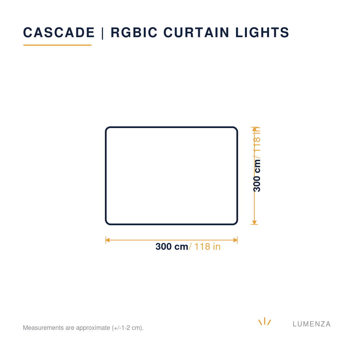 Cascade | Smart RGBIC Curtain Lights — dimensions 3 × 3 m
