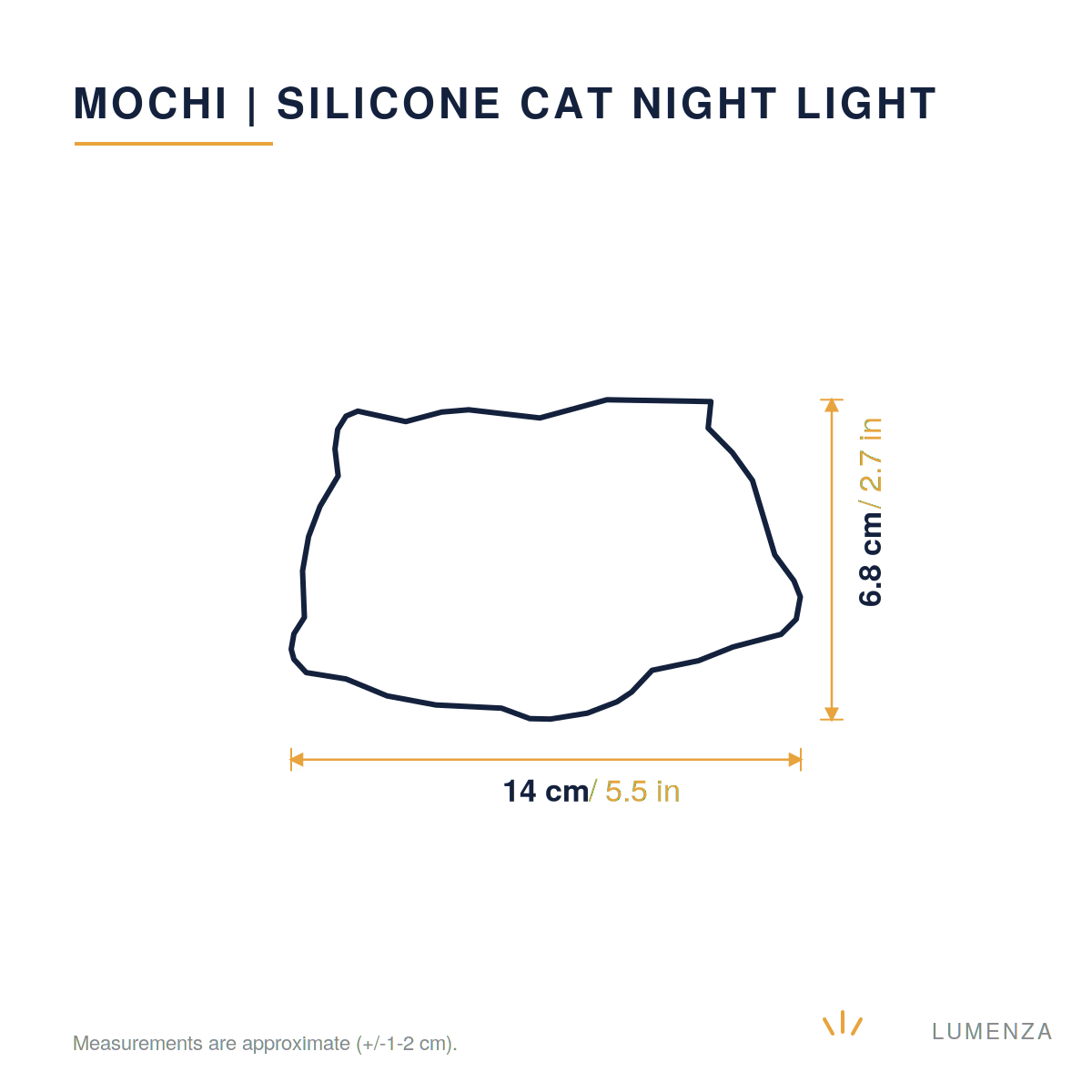 Mochi | Silicone Cat Night Light — dimensions 14cm