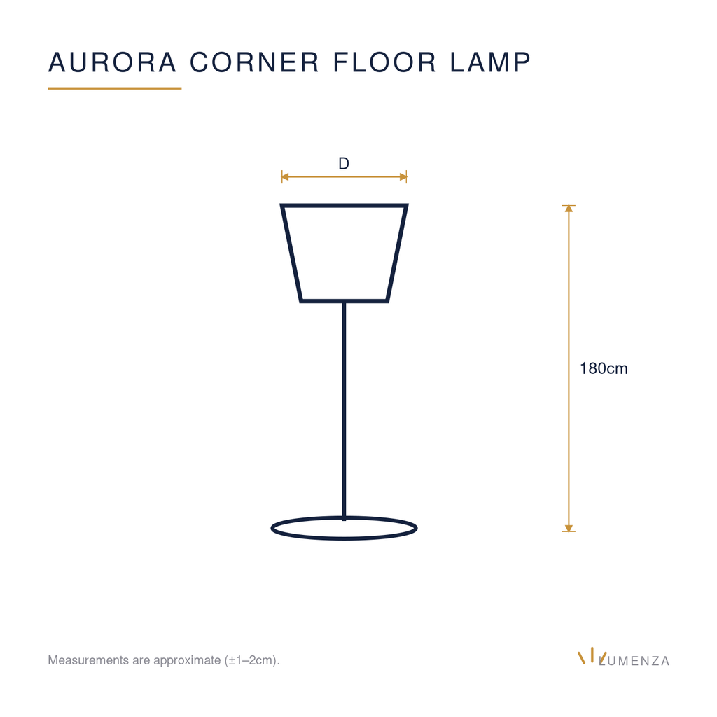 Aurora Corner Floor Lamp — dimension diagram