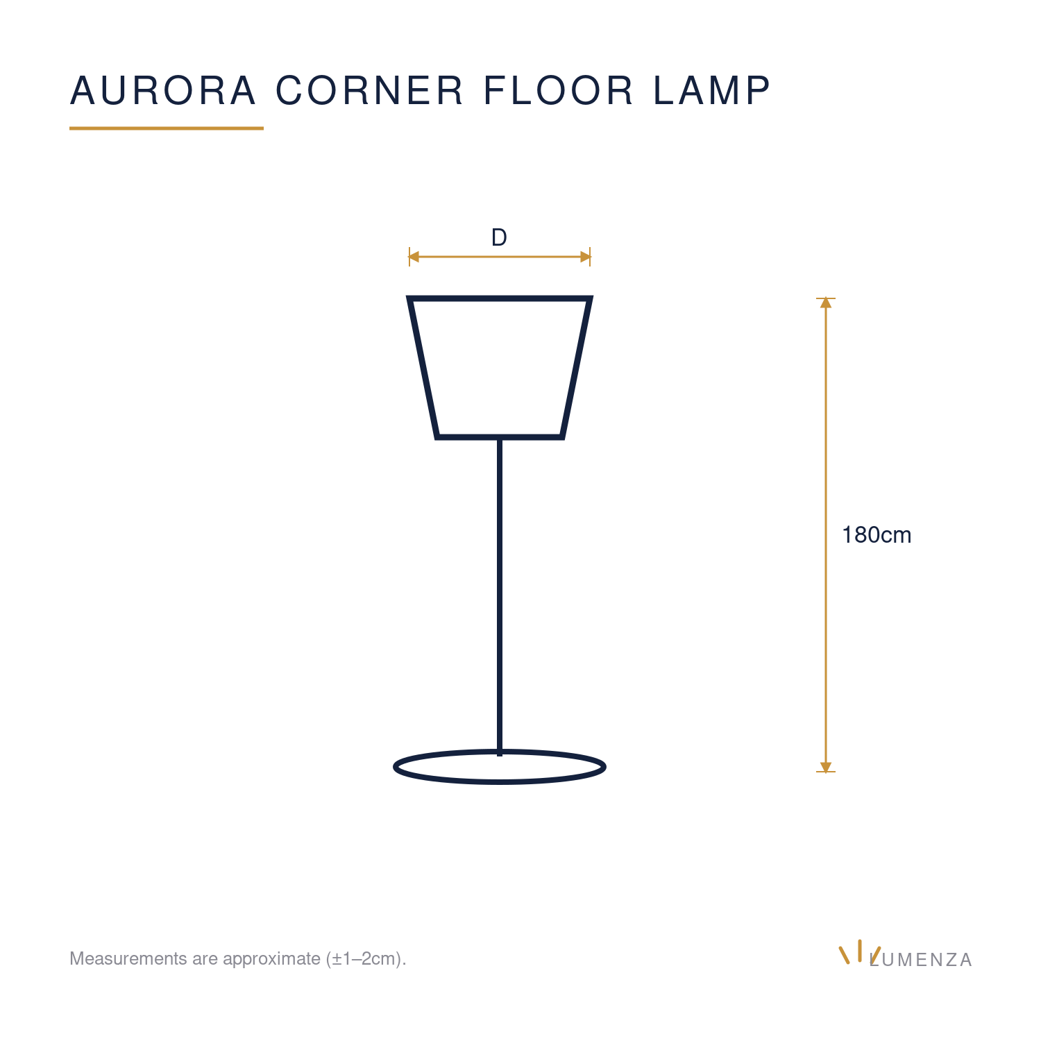 Aurora Corner Floor Lamp — dimension diagram