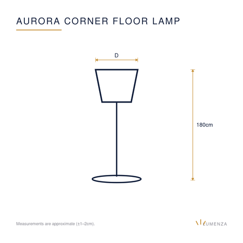 Aurora Corner Floor Lamp — dimension diagram