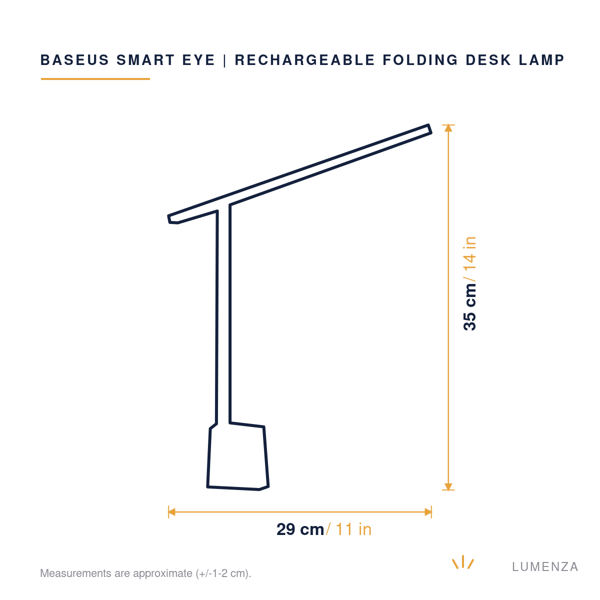 Baseus Smart Eye | Rechargeable Folding Desk Lamp — dimensions 35cm