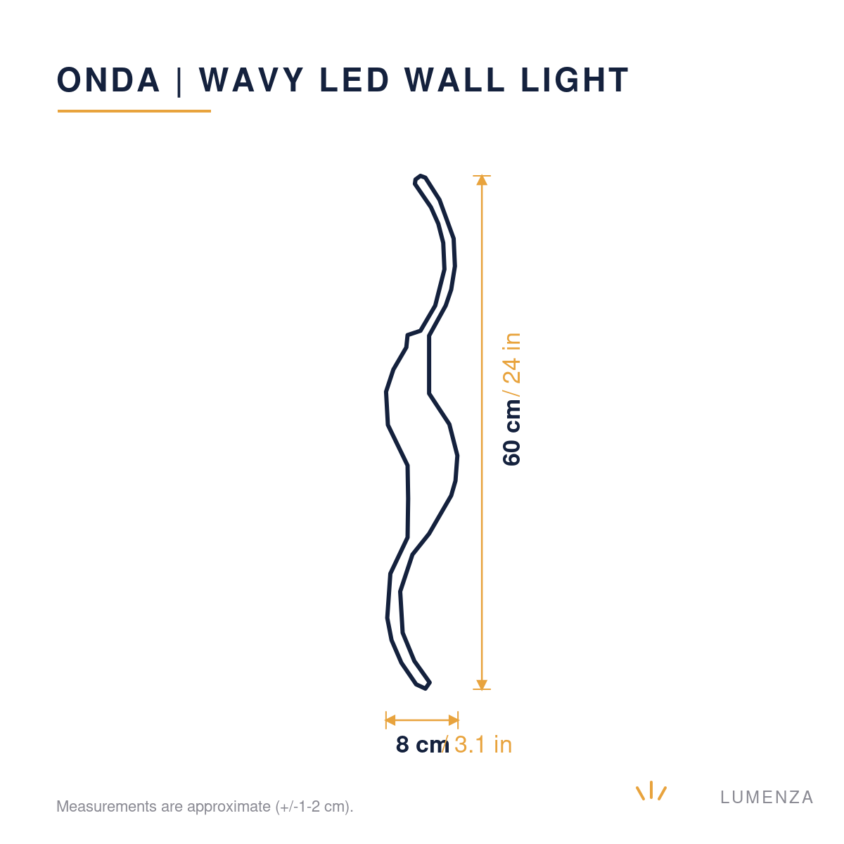 Onda | Wavy LED Wall Light — dimensions 60cm