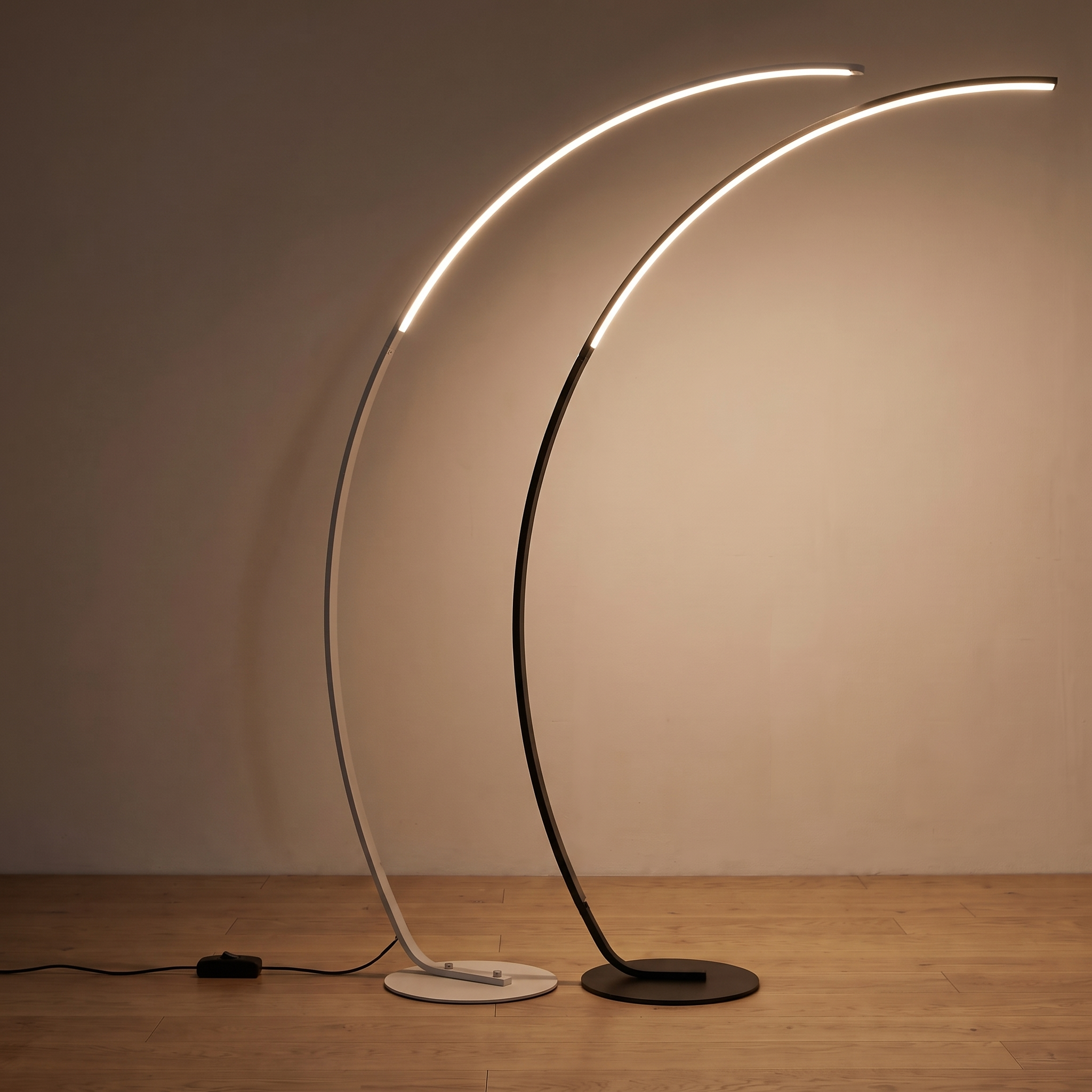 Fjord | Dimmable Arc Corner Floor Lamp — all variants — light on