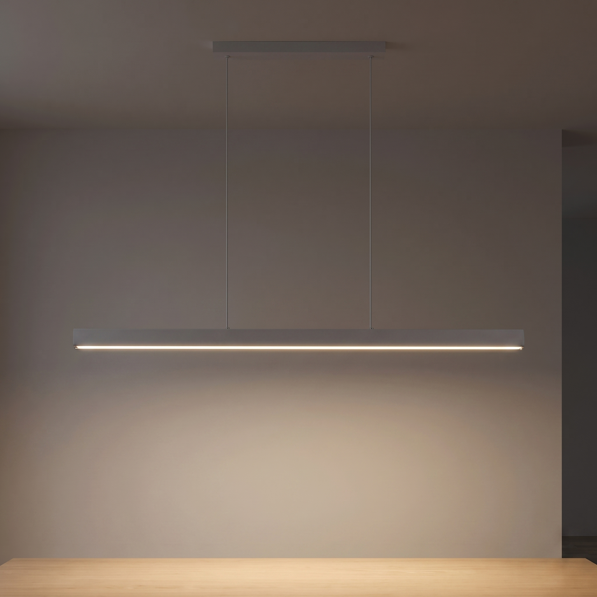 Linear LED Pendant — White — light on