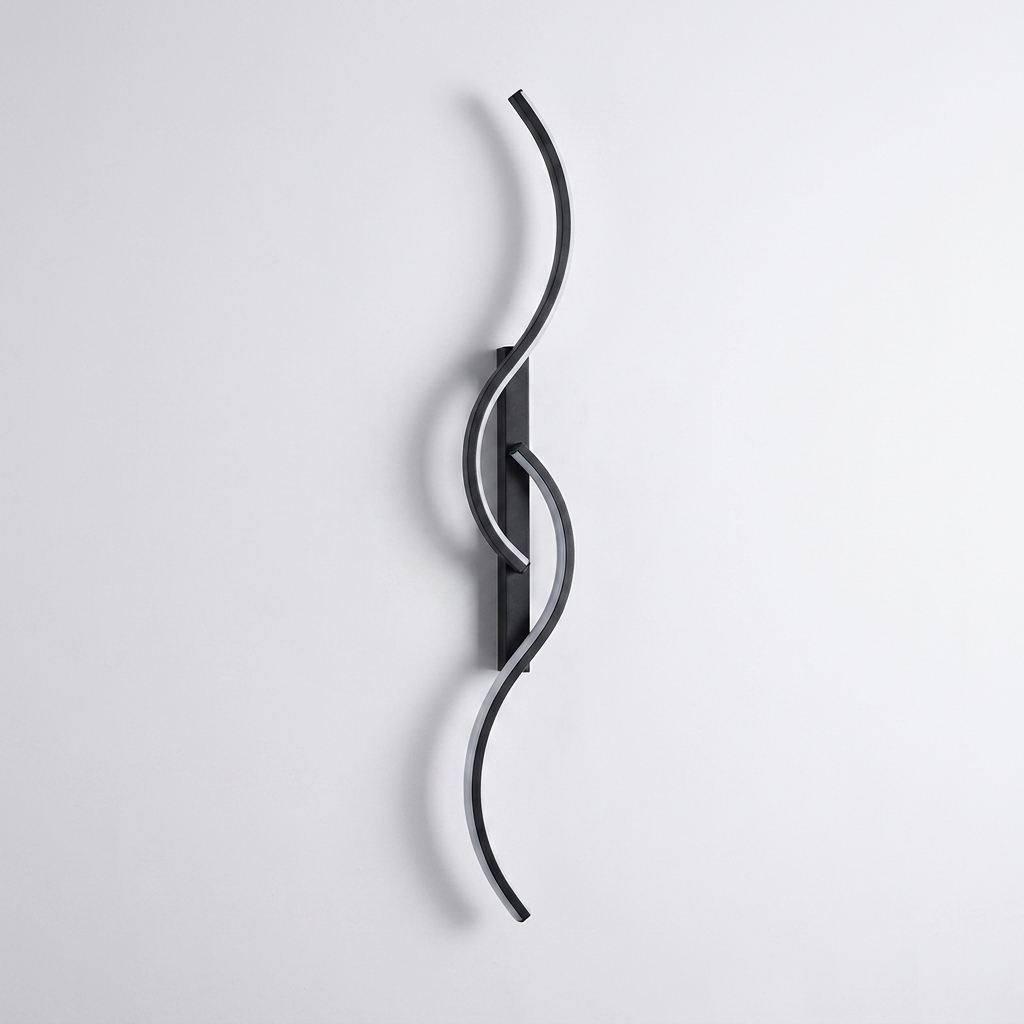 Wavy LED Wall Light — Black — light off