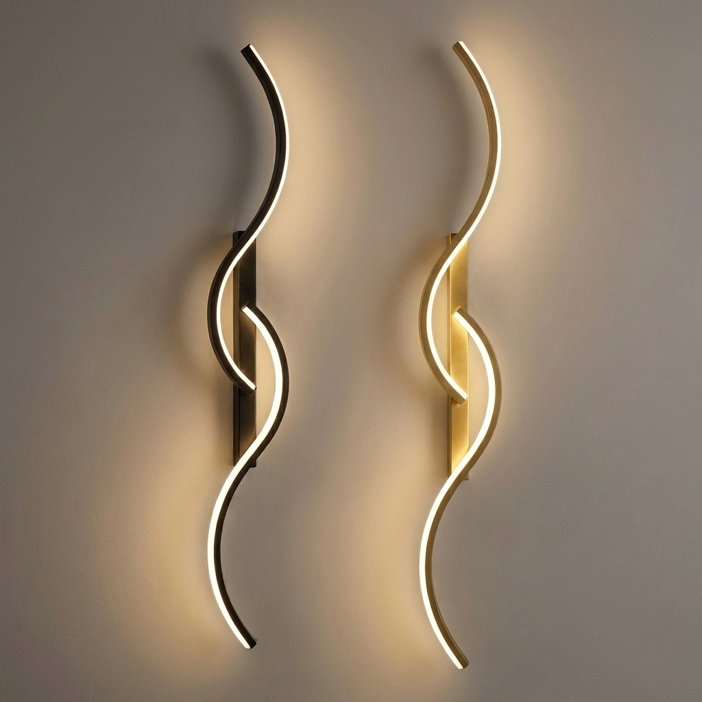 Wavy LED Wall Light — all variants — light on