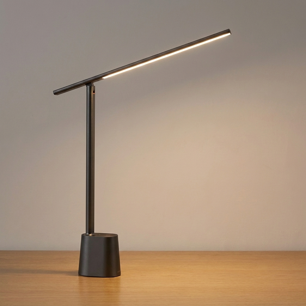 Folding Eye-Care Desk Lamp — Grey — light on