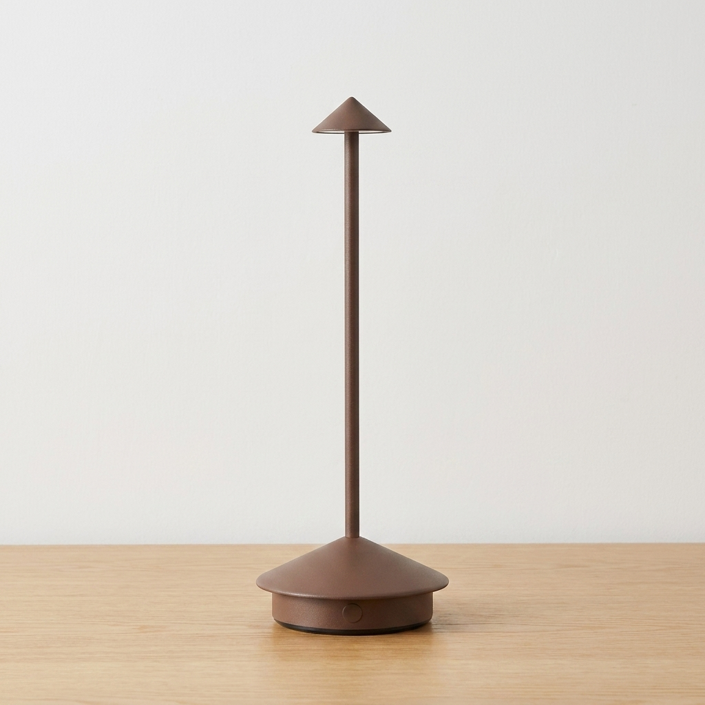 Cordless Mushroom Table Lamp — Brown — light off