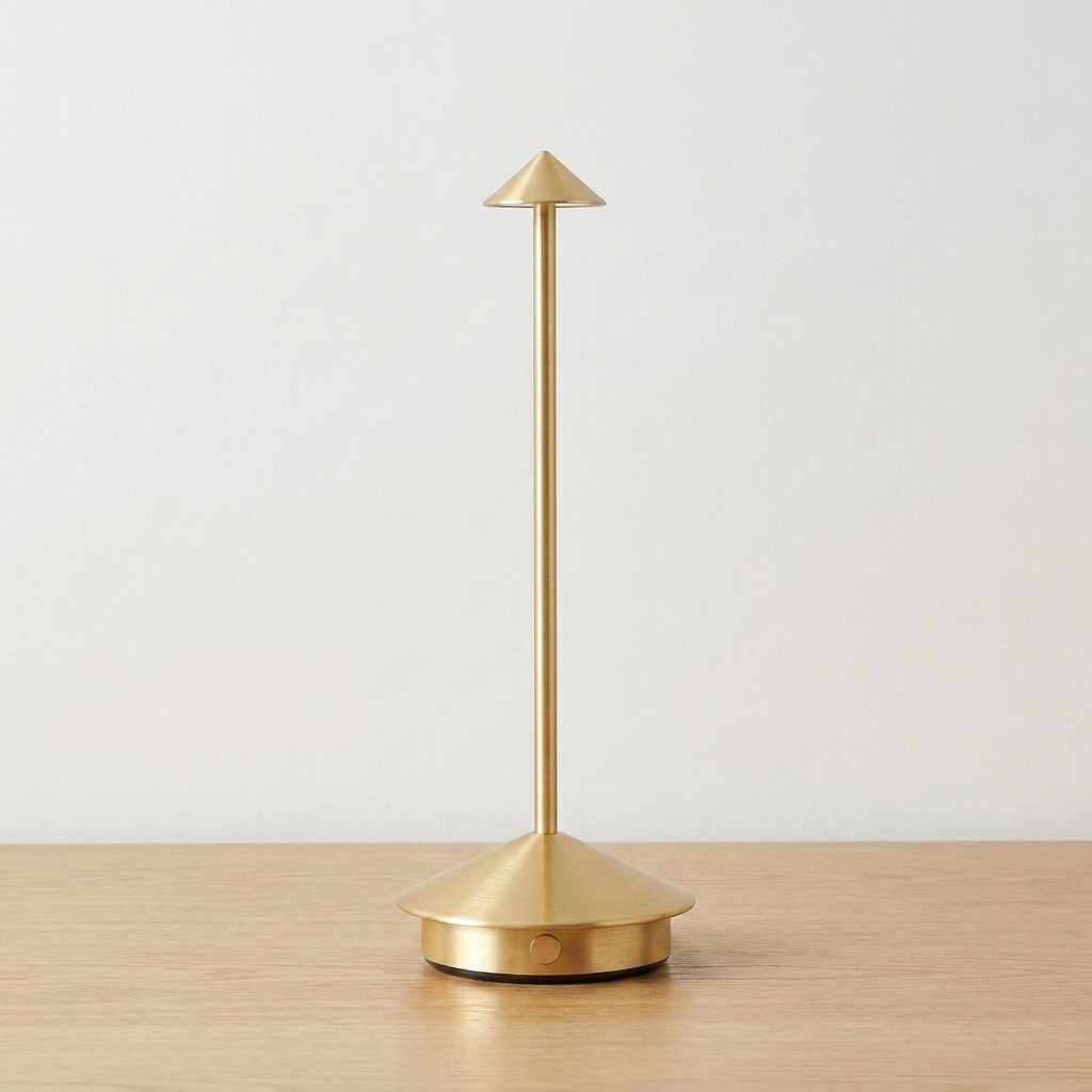 Cordless Mushroom Table Lamp — Gold — light off