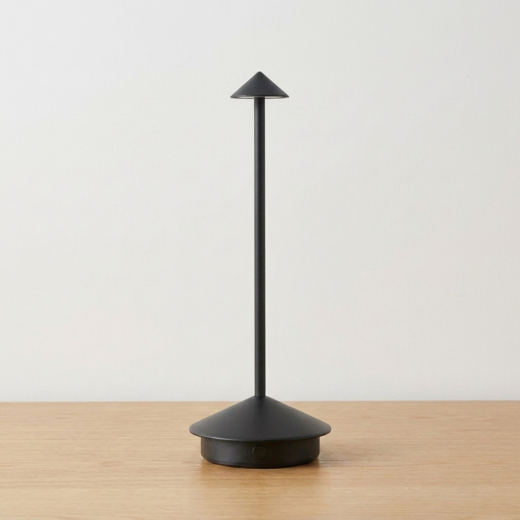 Cordless Mushroom Table Lamp — Black — light off