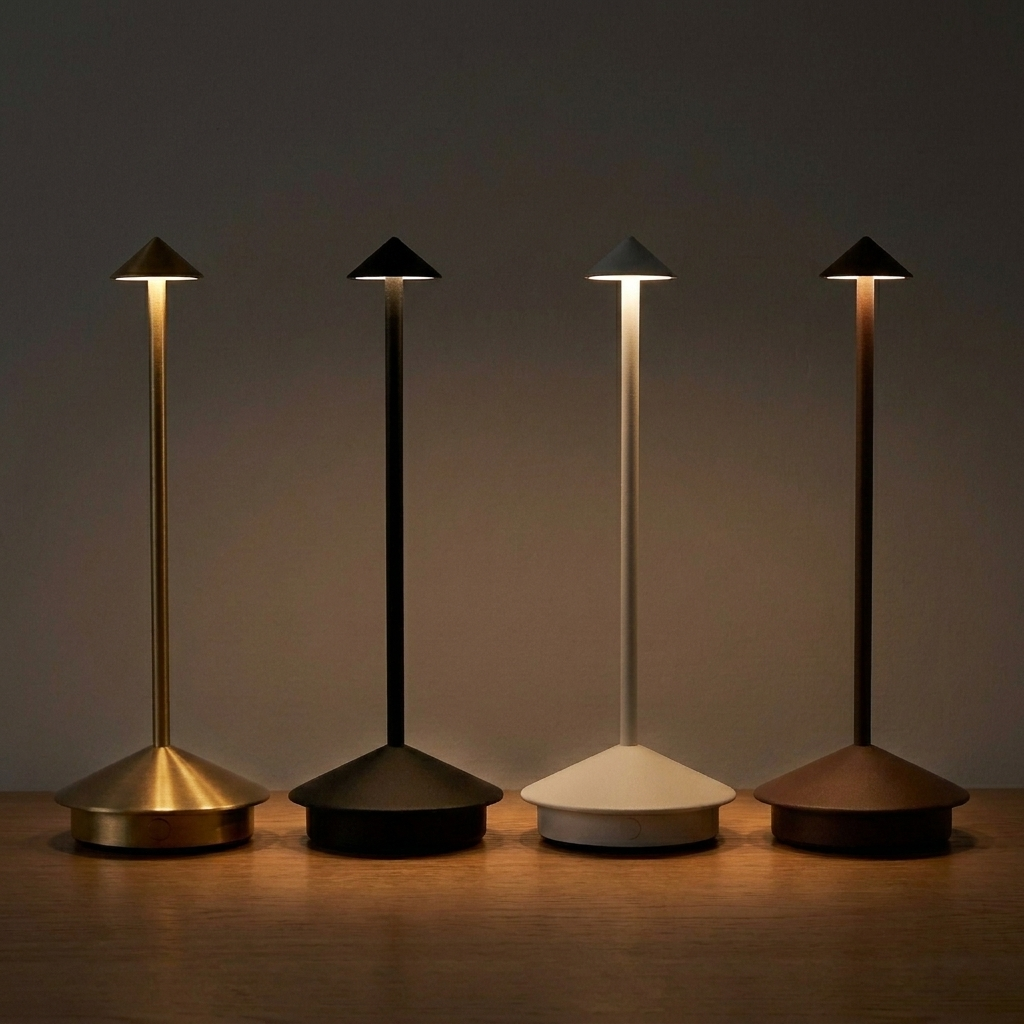 Cordless Mushroom Table Lamp — all variants — light on