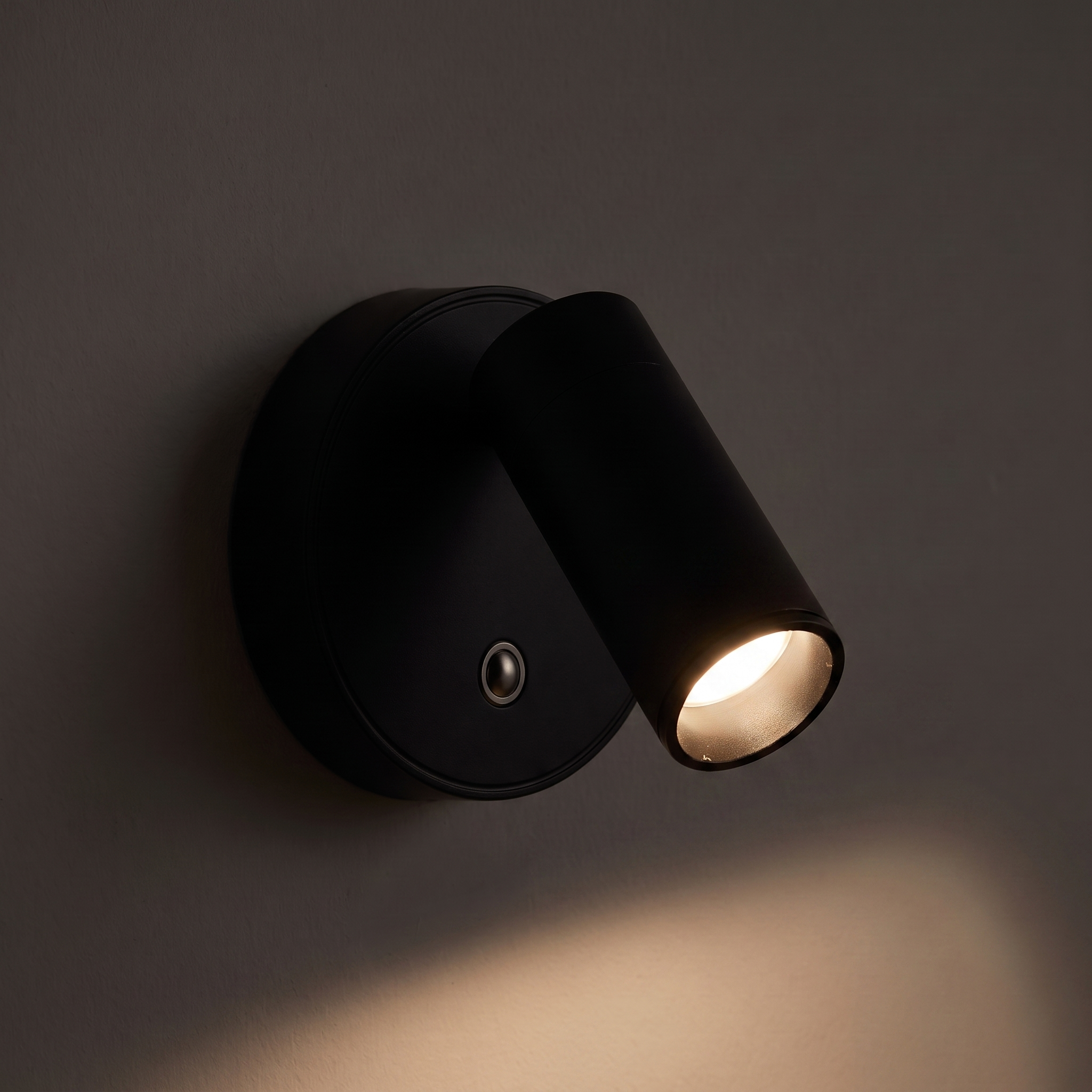 Cordless Magnetic Wall Light — Black — light on