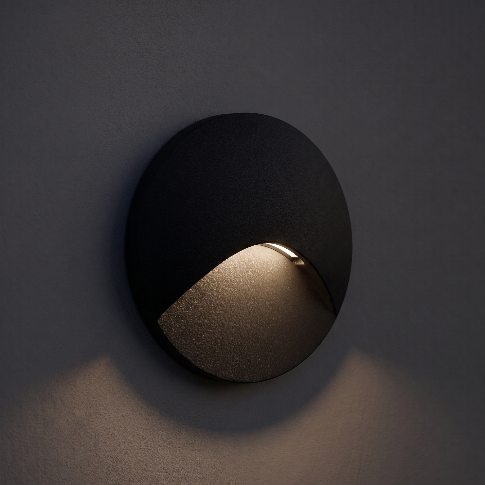 Recessed LED Step Light — Round · Black — light on
