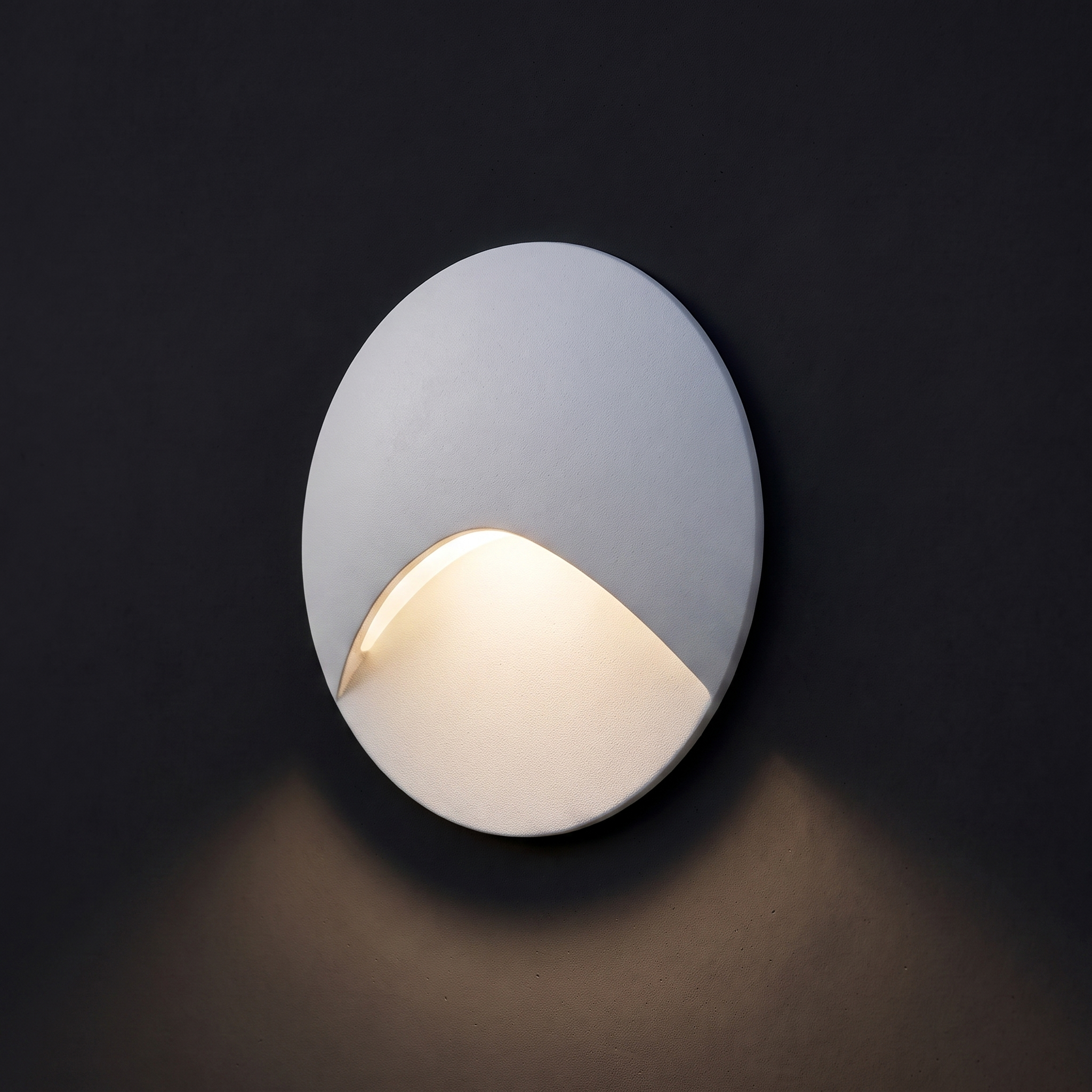 Recessed LED Step Light — Round · White — light on