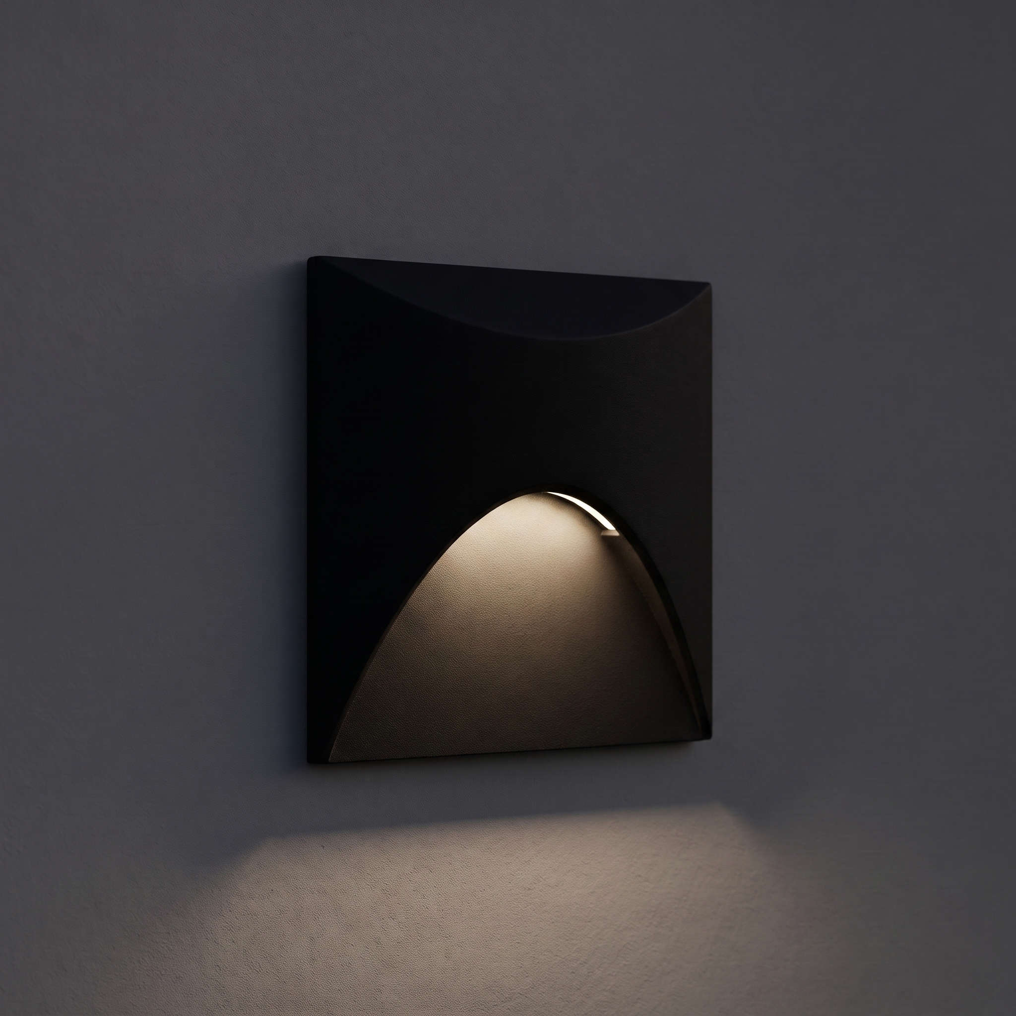 Recessed LED Step Light — Square · Black — light on
