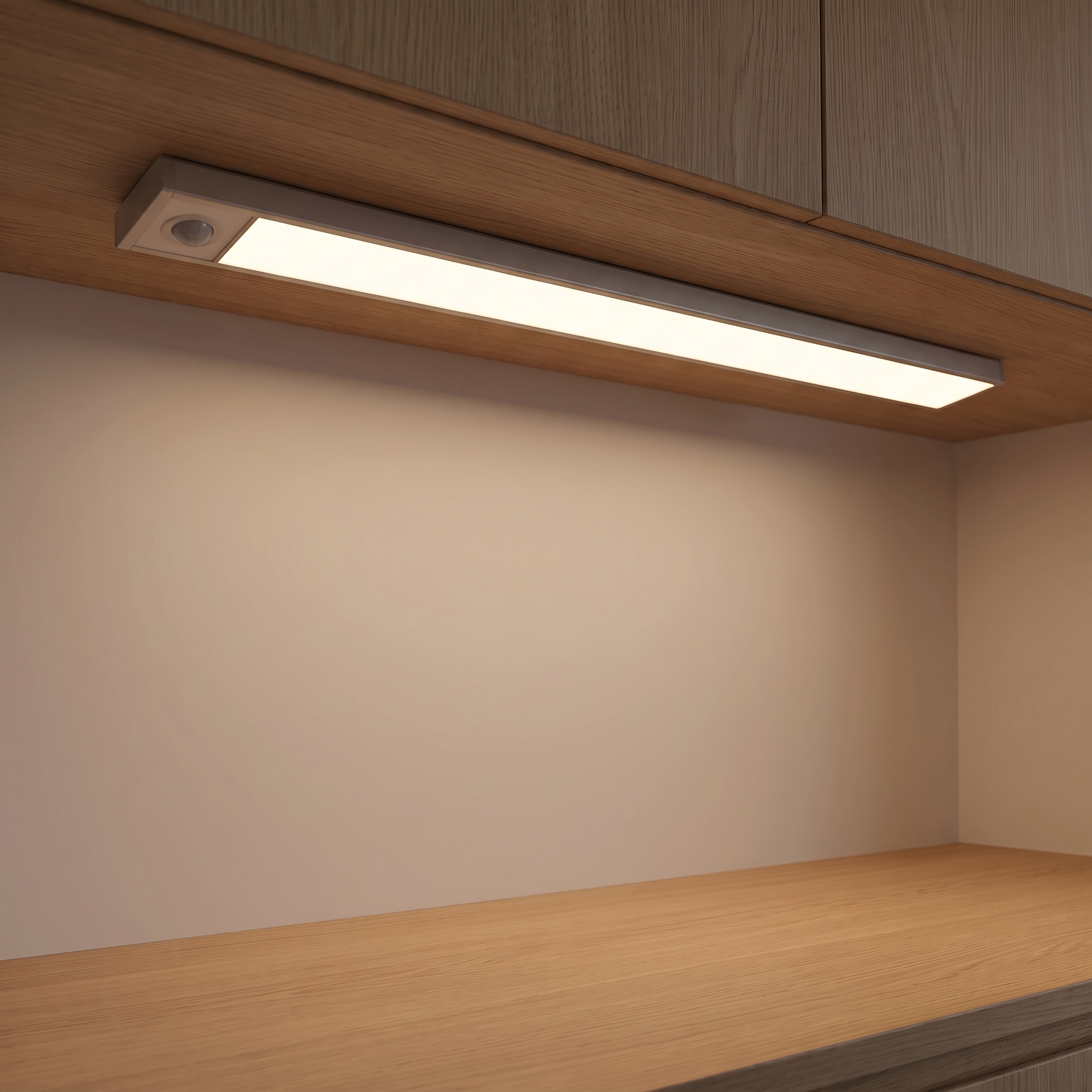 LED Motion Sensor Light Night Light Wireless USB Under Cabinet Light For Kitchen Cabinet Bedroom Wardrobe Sensor Indoor Lighting — Silver — light on