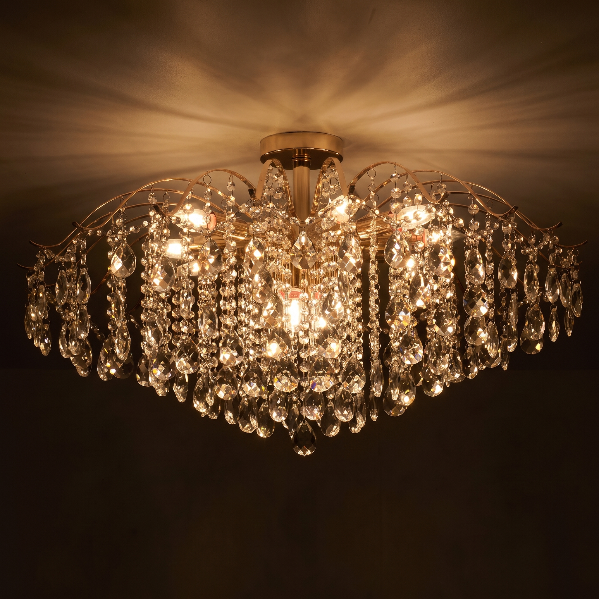 Celeste | Modern Crystal Chandelier — 14 Lights — light on