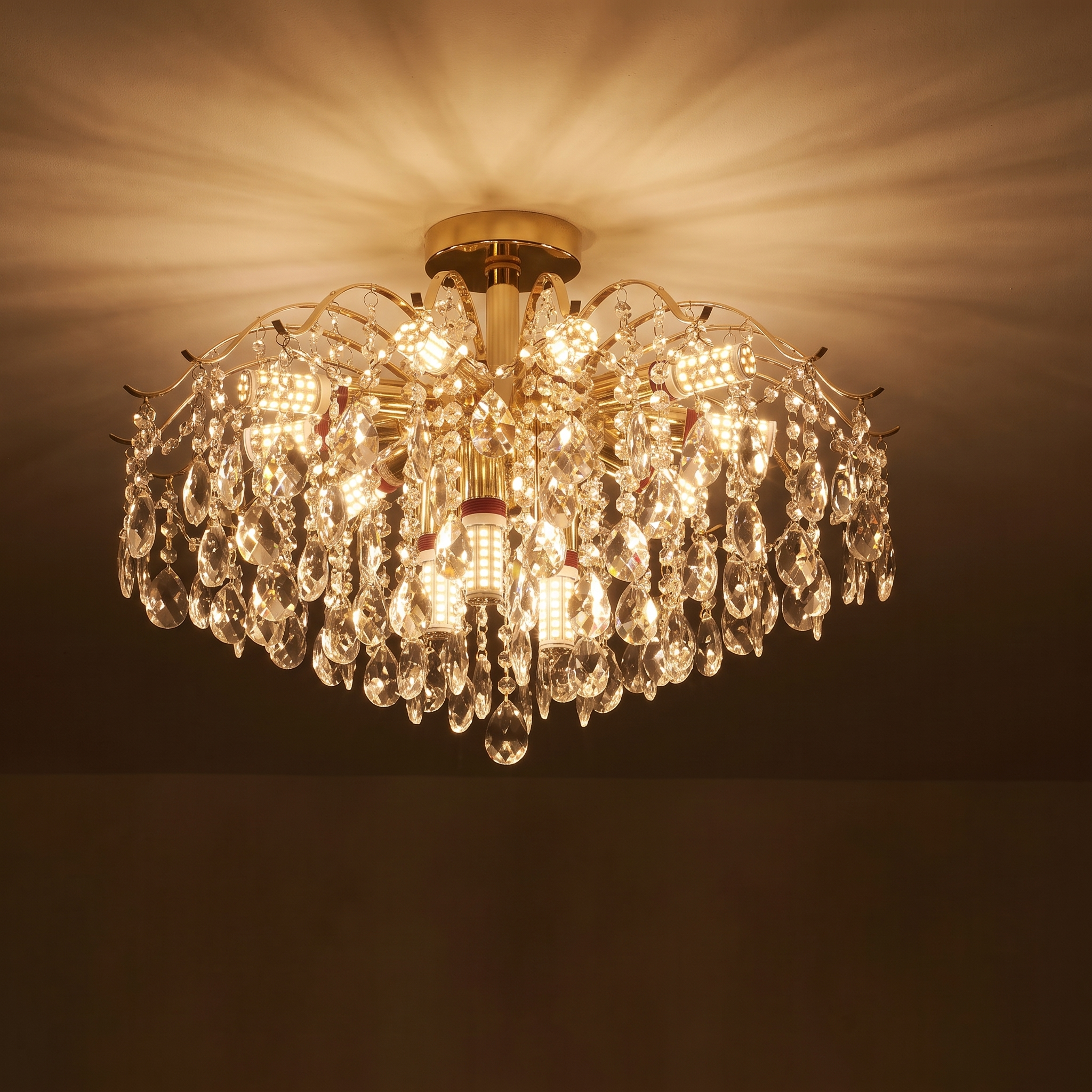 Celeste | Modern Crystal Chandelier — 12 Lights — light on