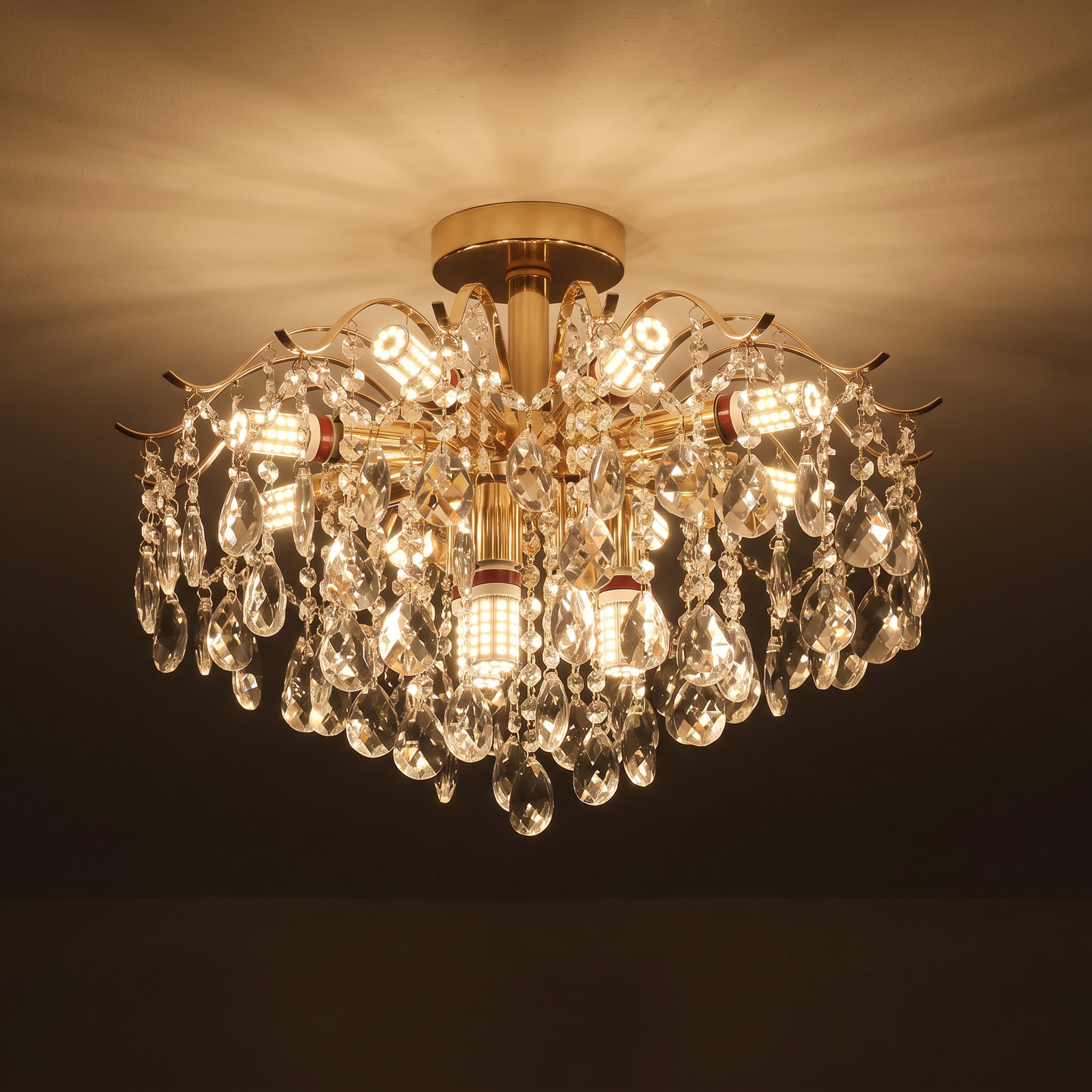 Celeste | Modern Crystal Chandelier — 10 Lights — light on