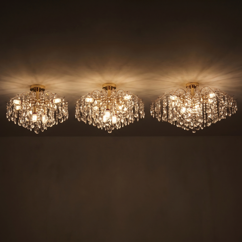 Celeste | Modern Crystal Chandelier — all variants — light on