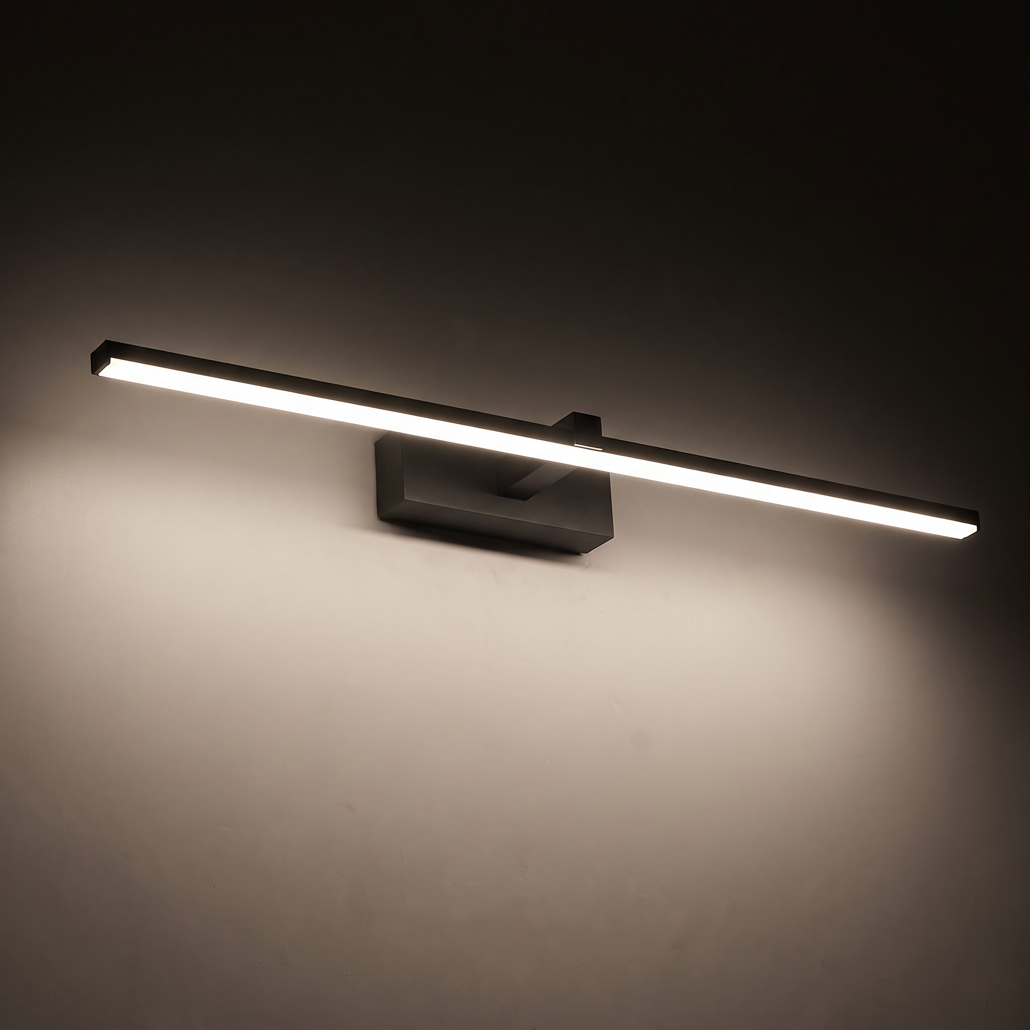 Mira | LED Vanity Mirror Light — Black — light on