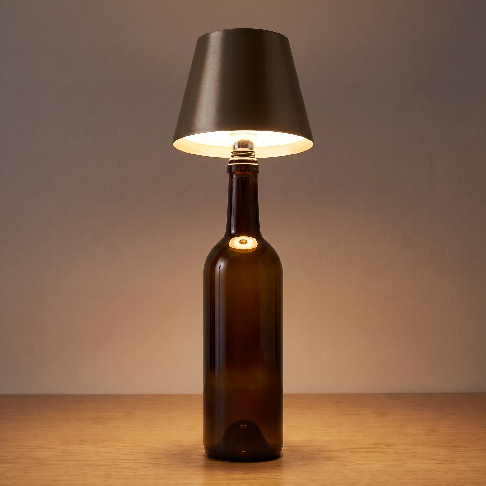 Aria | Cordless Bottle Table Lamp — Gold — light on