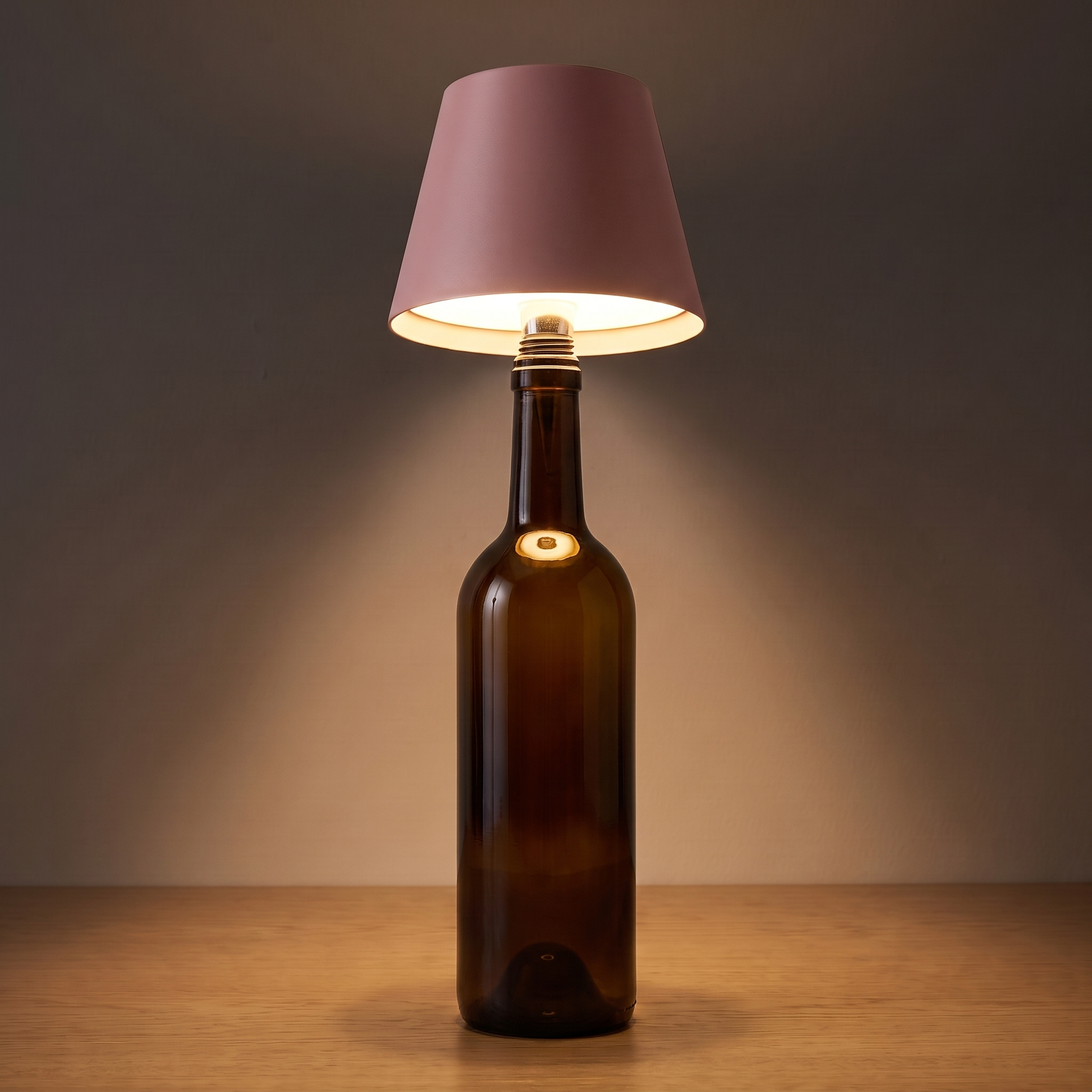 Aria | Cordless Bottle Table Lamp — Pink — light on