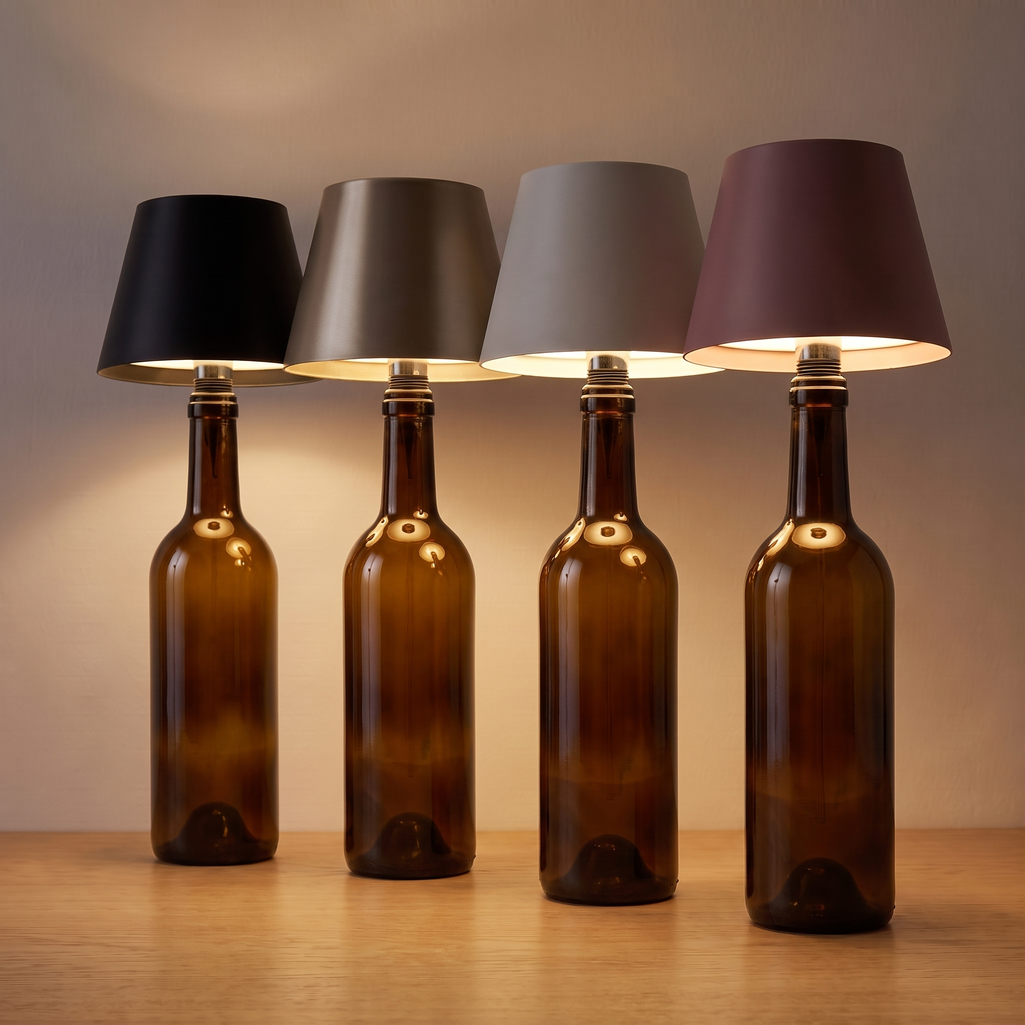 Aria | Cordless Bottle Table Lamp — all variants — light on