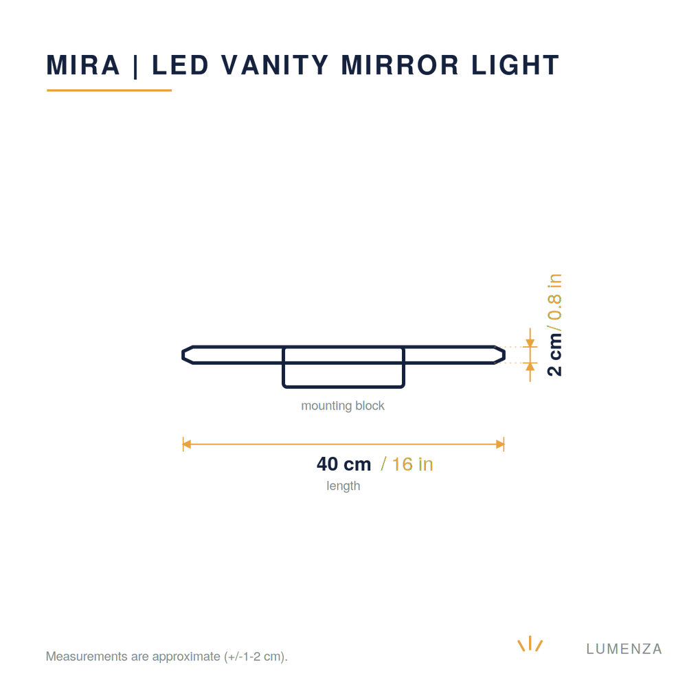 Mira | LED Vanity Mirror Light — dimensions 40cm