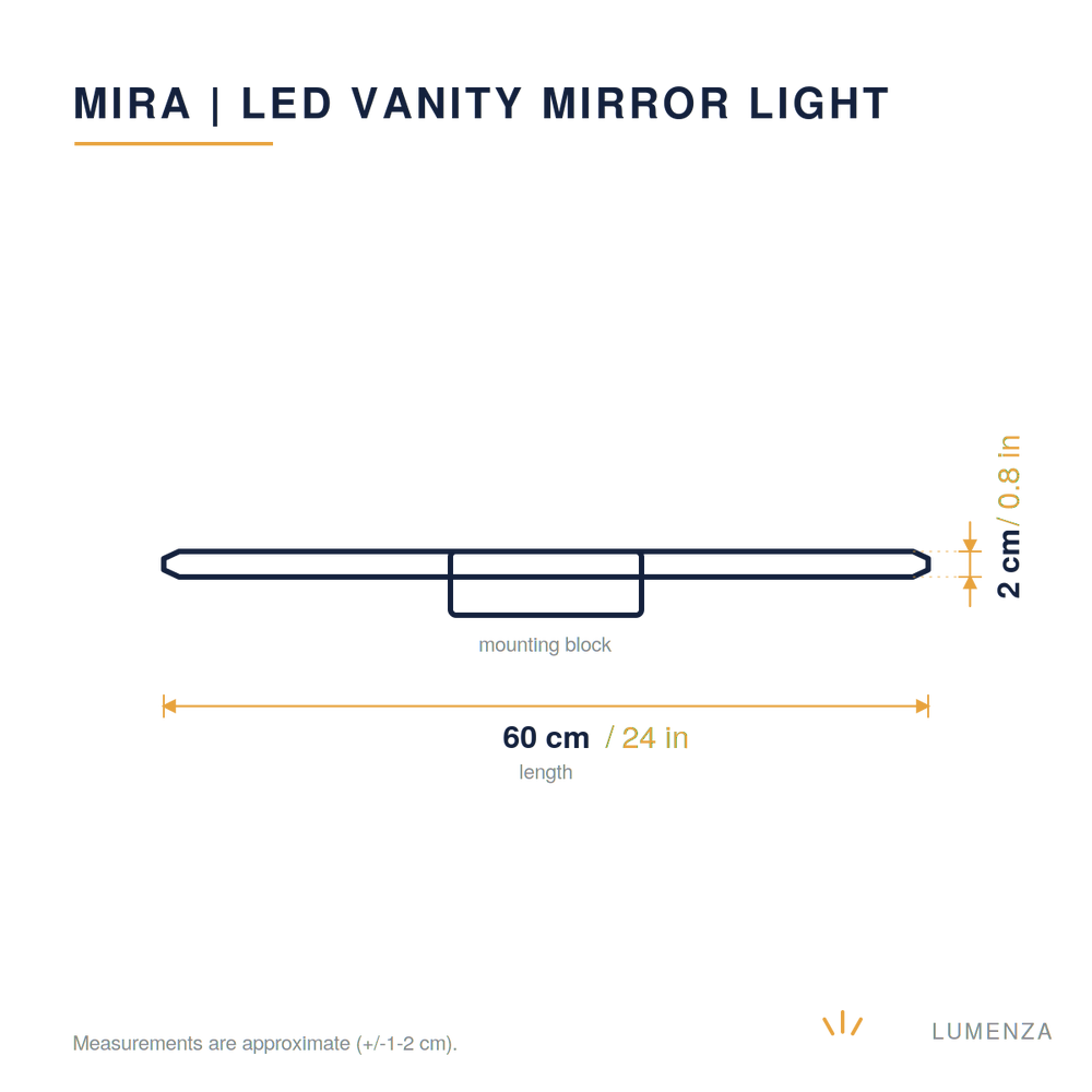 Mira | LED Vanity Mirror Light — dimensions 60cm