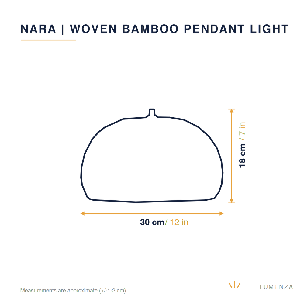 Nara | Woven Bamboo Pendant Light — Dome — dimensions 18cm