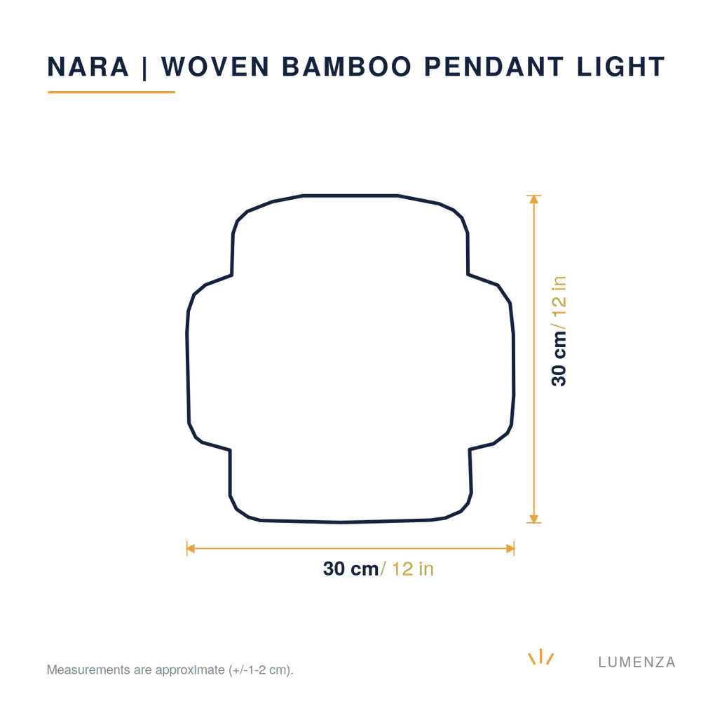 Nara | Woven Bamboo Pendant Light — Lantern — dimensions 30cm
