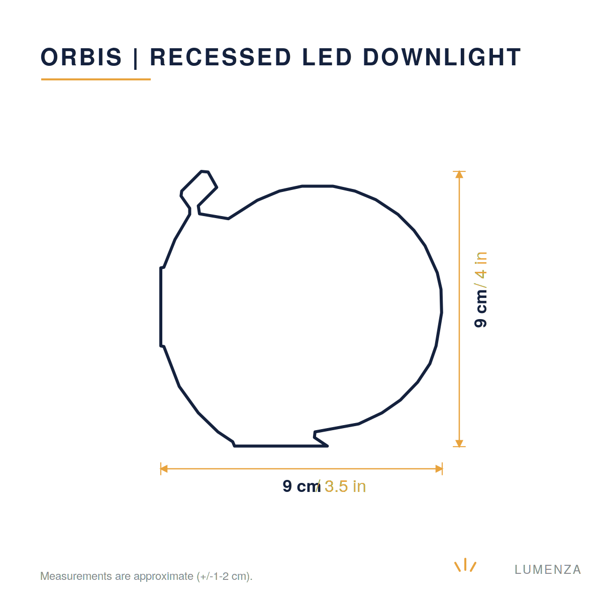 Orbis | Recessed LED Downlight — dimensions 9cm