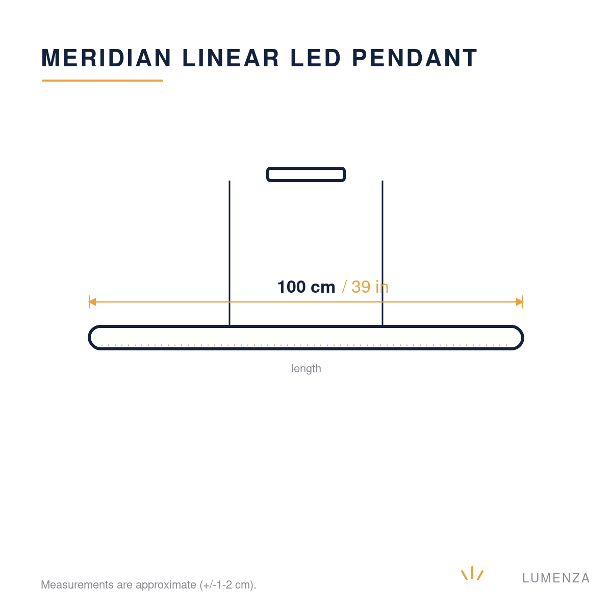 Meridian | Linear LED Pendant Light — dimensions 100cm
