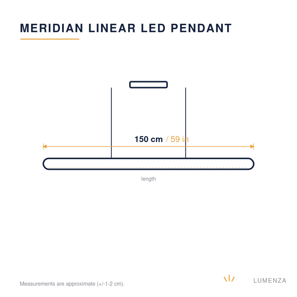 Meridian | Linear LED Pendant Light — dimensions 150cm
