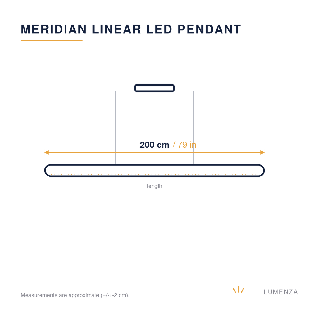 Meridian | Linear LED Pendant Light — dimensions 200cm