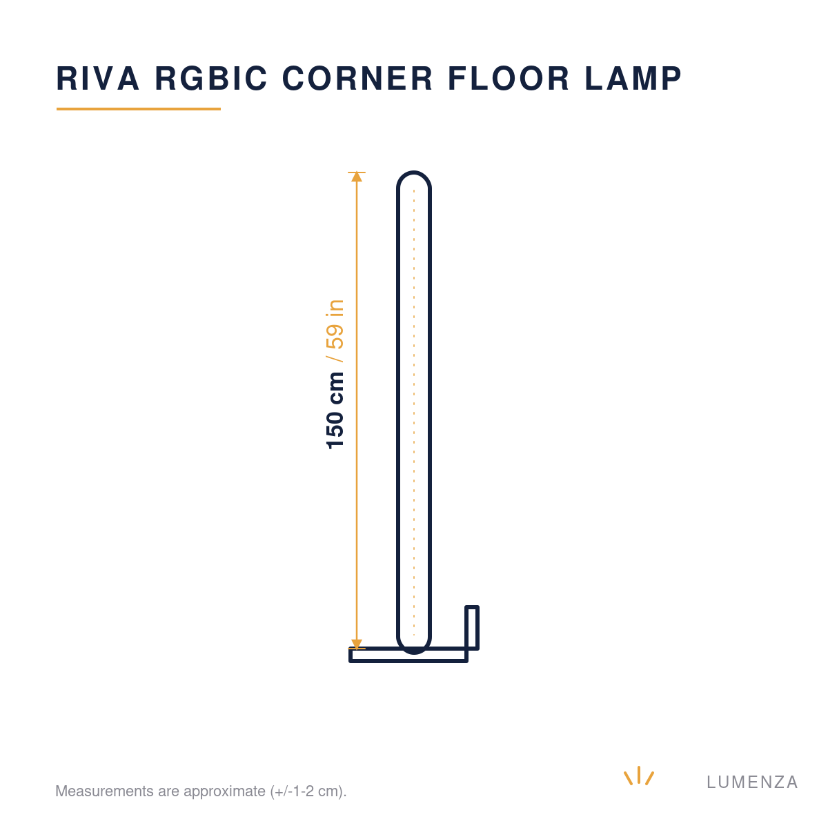 Riva | RGBIC Corner Floor Lamp — dimensions 150cm