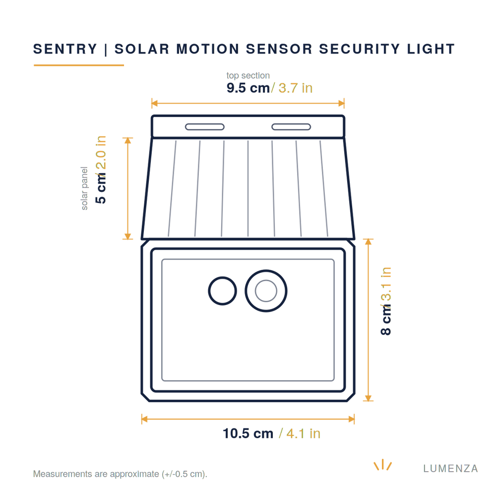 Sentry | Solar Motion Sensor Security Light — dimensions 10.5cm