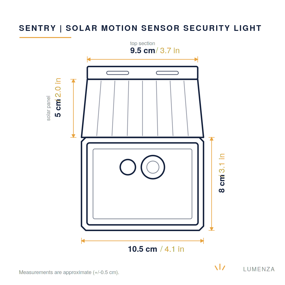Sentry | Solar Motion Sensor Security Light — dimensions 10.5cm