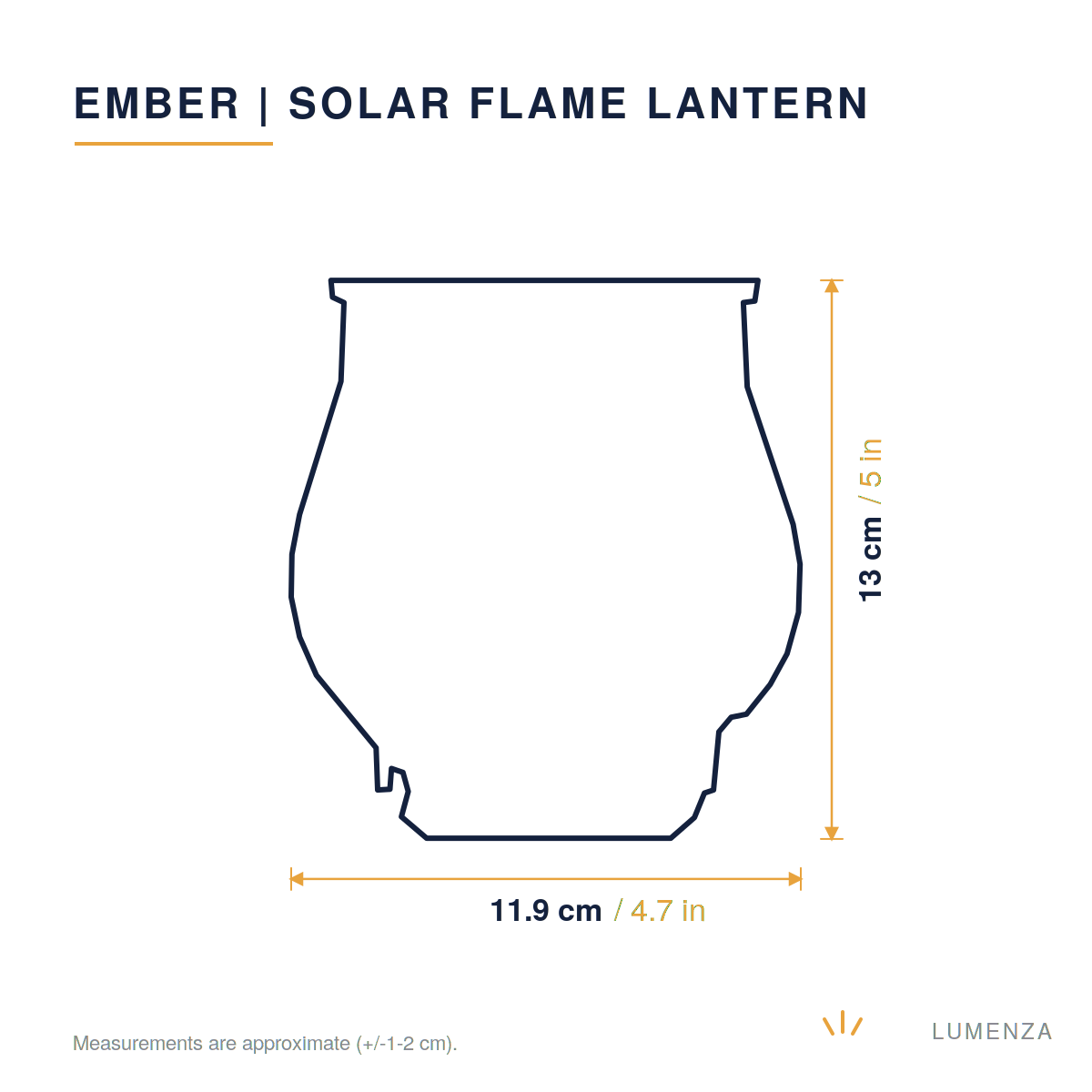 Ember | Solar Flame Lantern — dimensions 13cm