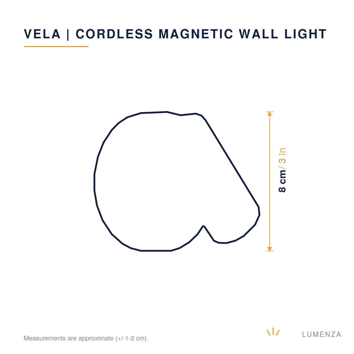 Vela | Cordless Magnetic Wall Light — dimensions 8cm