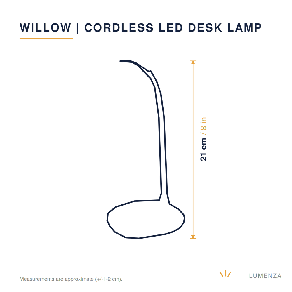 Willow | Cordless LED Desk Lamp — dimensions 21cm